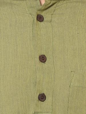green solid short kurta - 16763794 - Standard Image - 5