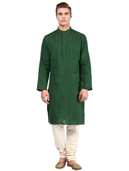 green solid long kurta - 16763825 - Standard Image - 1