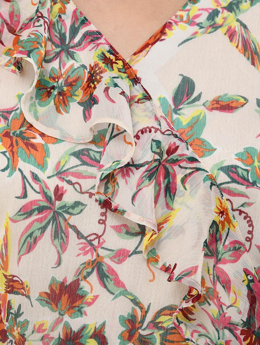 ruffle detail floral wrap dress - 16763918 - Zoom Image - 4