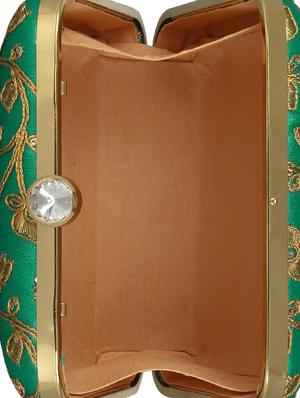 green faux silk box clutch - 16764047 - Standard Image - 3