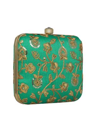 green faux silk box clutch - 16764047 - Standard Image - 4