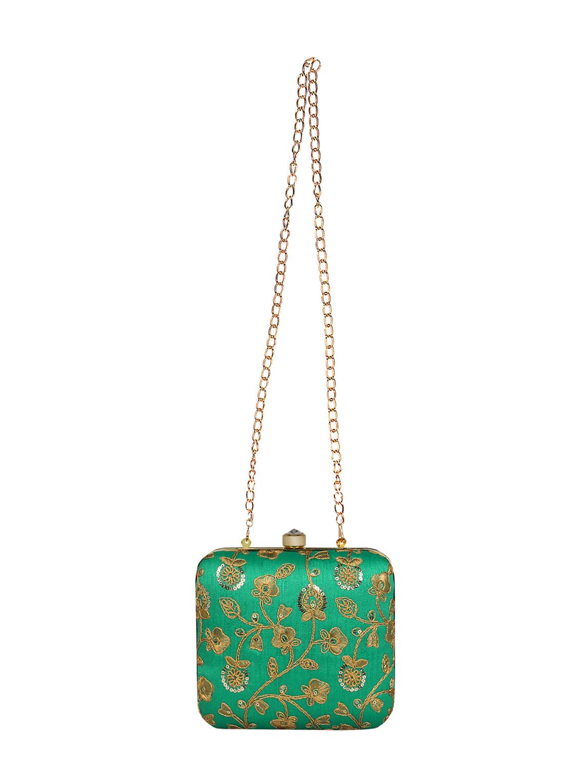 green faux silk box clutch - 16764047 - Zoom Image - 5