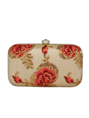 beige faux silk box clutch - 16764049 - Standard Image - 2