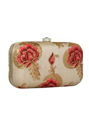 beige faux silk box clutch - 16764049 - Standard Image - 4