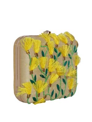 beige faux silk box clutch - 16764054 - Standard Image - 4