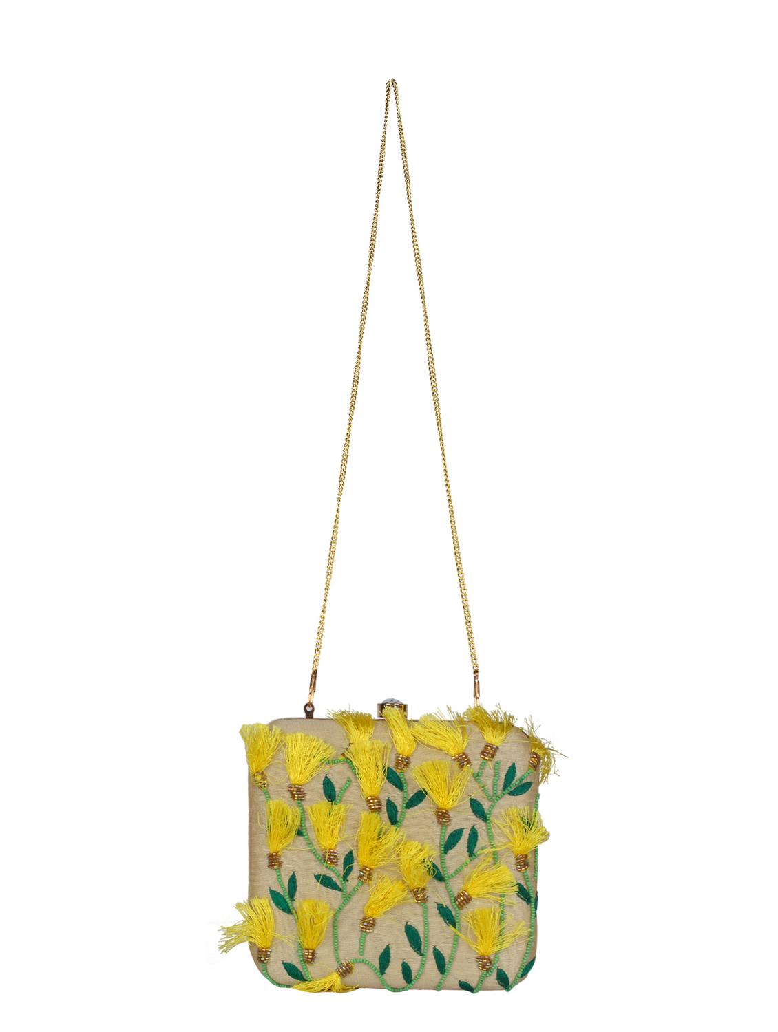 beige faux silk box clutch - 16764054 - Zoom Image - 5