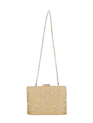 beige faux silk box clutch - 16764058 - Standard Image - 5
