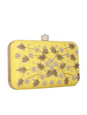 yellow faux silk box clutch - 16764063 - Standard Image - 4
