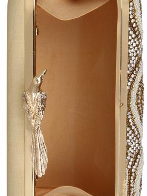 gold faux silk box clutch - 16764064 - Standard Image - 3
