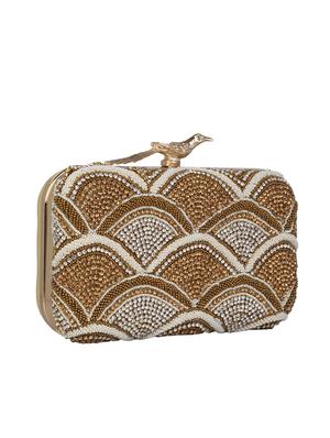 gold faux silk box clutch - 16764064 - Standard Image - 4