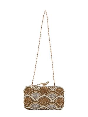 gold faux silk box clutch - 16764064 - Standard Image - 5