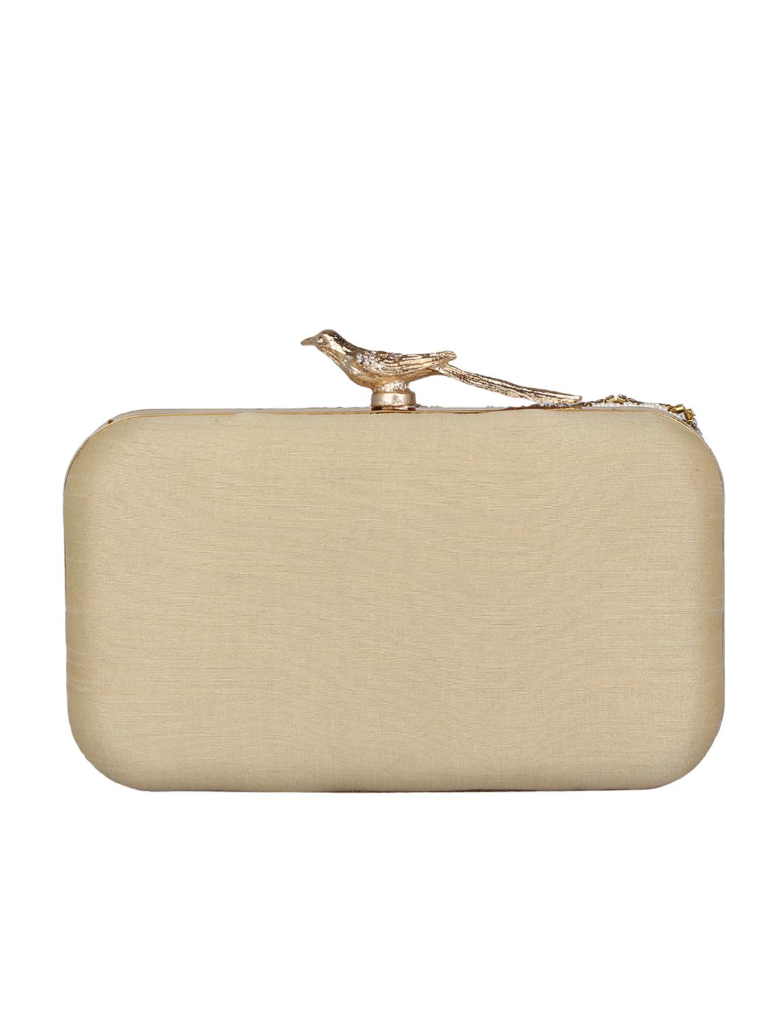 gold faux silk box clutch - 16764064 - Zoom Image - 2