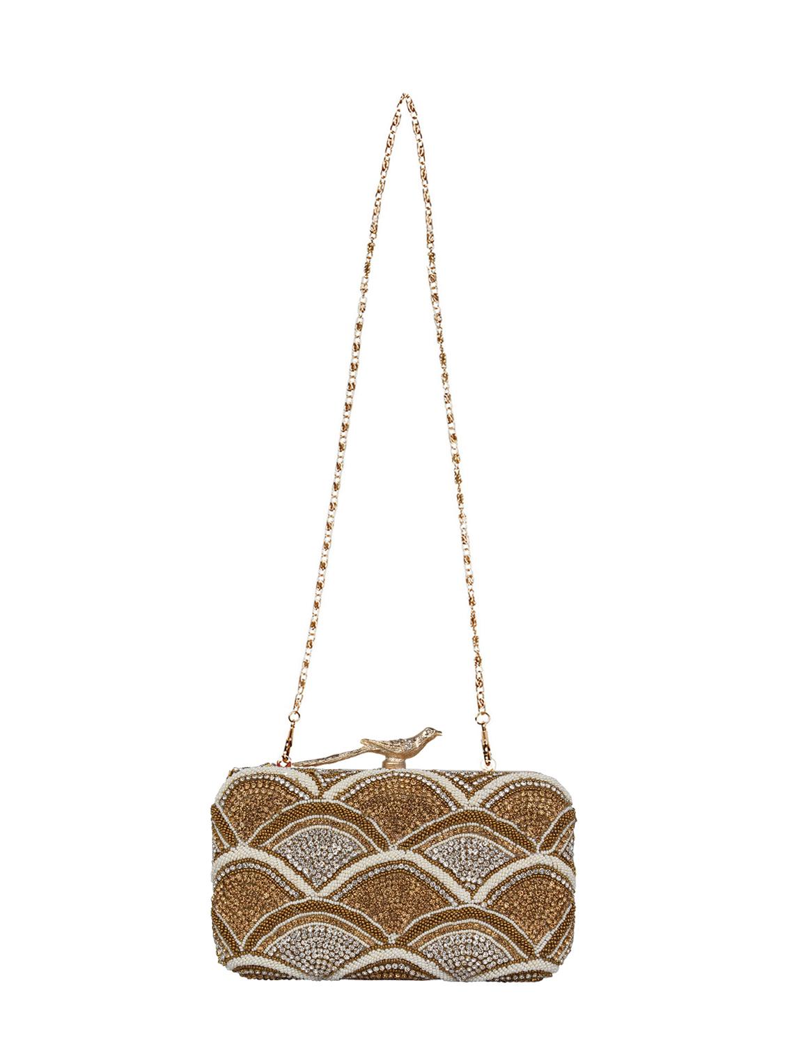 gold faux silk box clutch - 16764064 - Zoom Image - 5