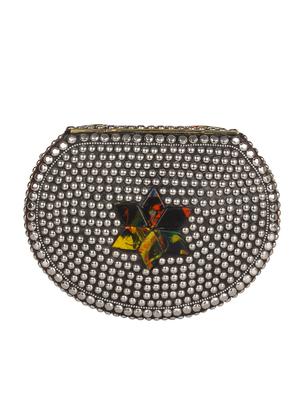 silver metal box clutch - 16764067 - Standard Image - 2