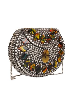 silver metal box clutch - 16764067 - Standard Image - 4