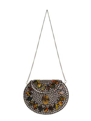 silver metal box clutch - 16764067 - Standard Image - 5