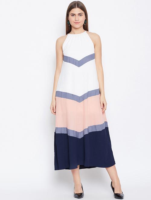 halter neck color block maxi dress - 16764126 - Standard Image - 1