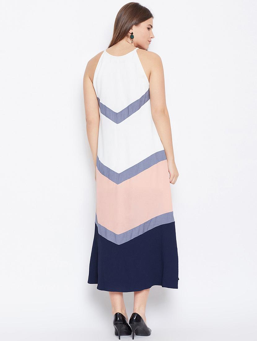 halter neck color block maxi dress - 16764126 - Zoom Image - 2