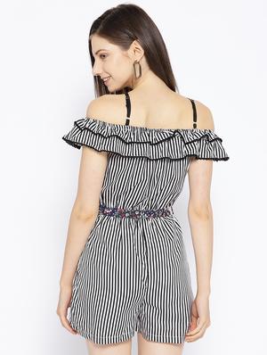 tie front striped romper - 16764130 - Standard Image - 3