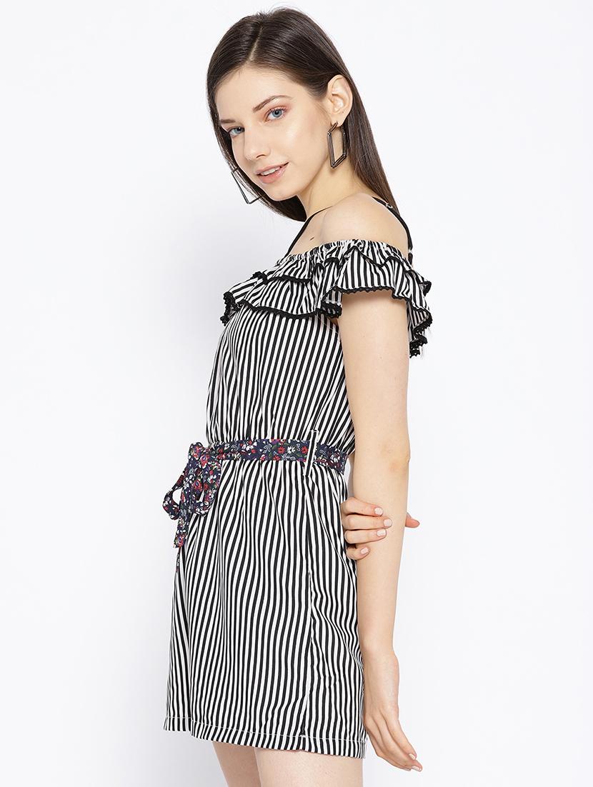 tie front striped romper - 16764130 - Zoom Image - 2