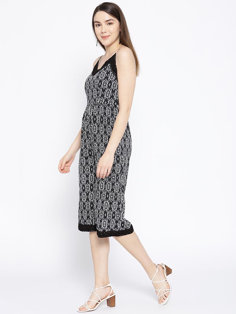 lace detail printed jumpsuit - 16764131 - Zoom Image - 2