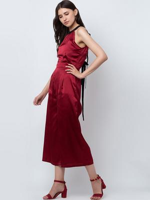 tie knot detail metallic jumpsuit - 16764143 - Standard Image - 3