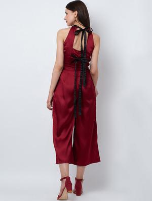 tie knot detail metallic jumpsuit - 16764143 - Standard Image - 4