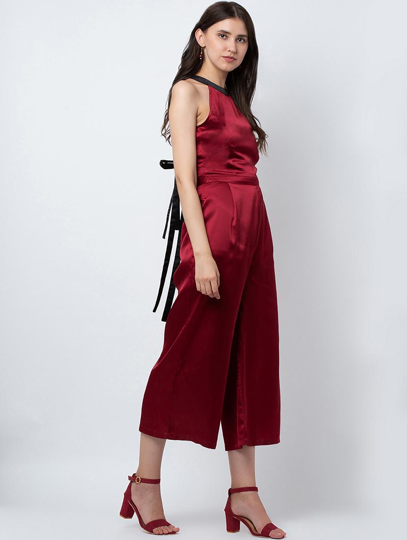 tie knot detail metallic jumpsuit - 16764143 - Zoom Image - 2
