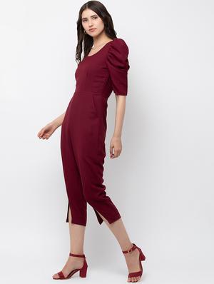 puff sleeved round neck jumpsuit - 16764144 - Standard Image - 2