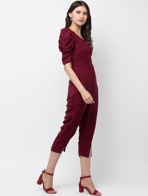puff sleeved round neck jumpsuit - 16764144 - Standard Image - 3