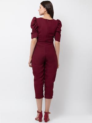 puff sleeved round neck jumpsuit - 16764144 - Standard Image - 4