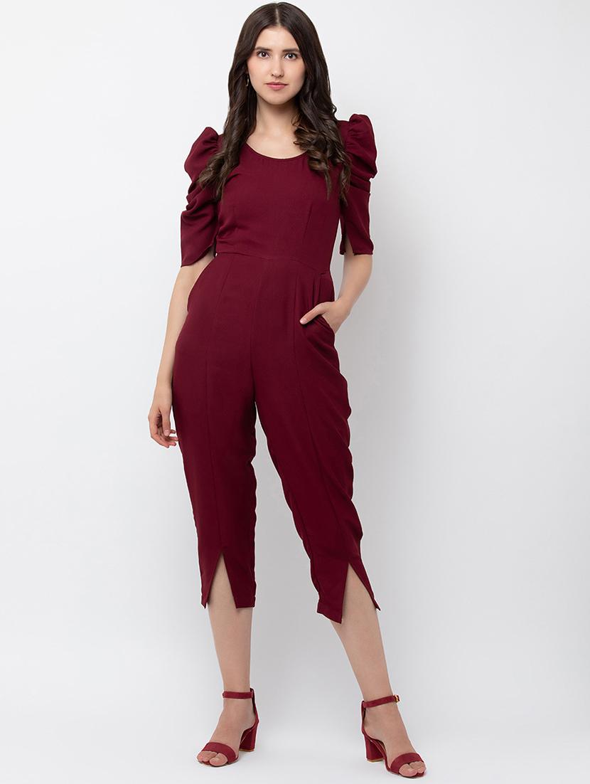 puff sleeved round neck jumpsuit - 16764144 - Zoom Image - 1