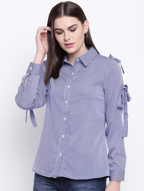 tie knot detail pin striped shirt - 16764168 -  Standard Image - 0