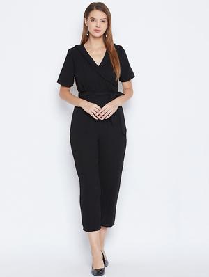 tie front solid jumpsuit - 16764173 - Standard Image - 3