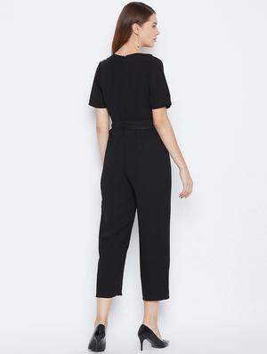 tie front solid jumpsuit - 16764173 - Standard Image - 4