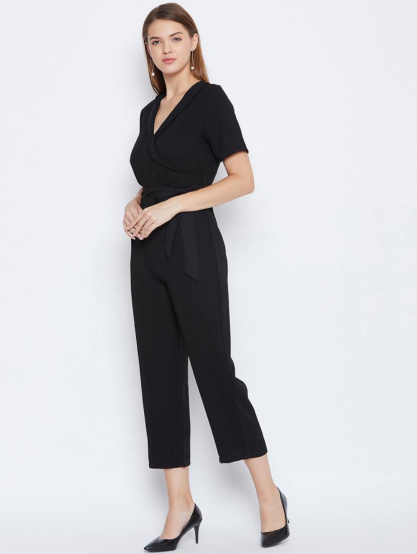 tie front solid jumpsuit - 16764173 - Zoom Image - 2