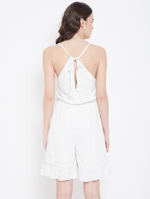 halter neck embroidered detail romper - 16764175 - Standard Image - 3