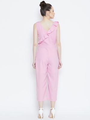 ruffle detail pleated solid jumpsuit - 16764178 - Standard Image - 3