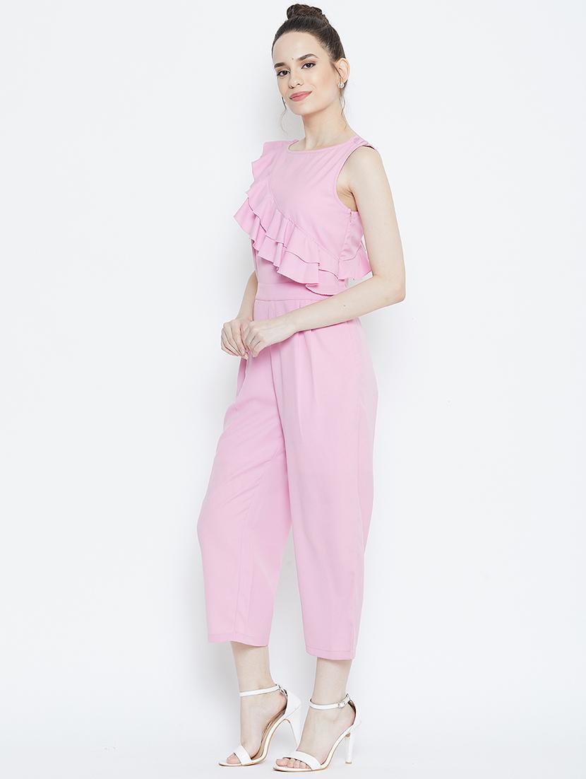 ruffle detail pleated solid jumpsuit - 16764178 - Zoom Image - 2