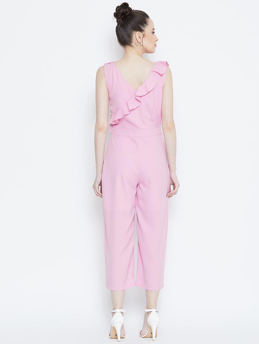 ruffle detail pleated solid jumpsuit - 16764178 - Zoom Image - 3