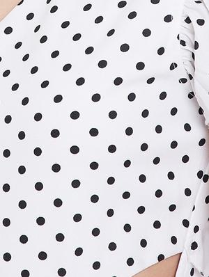 frill trim cut out detail polka dot jumpsuit - 16764184 - Standard Image - 5