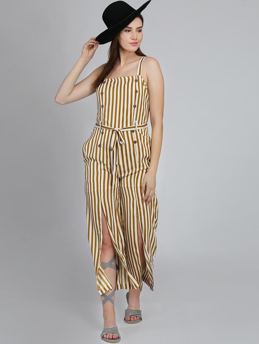 tie front striped jumpsuit - 16764189 - Zoom Image - 3