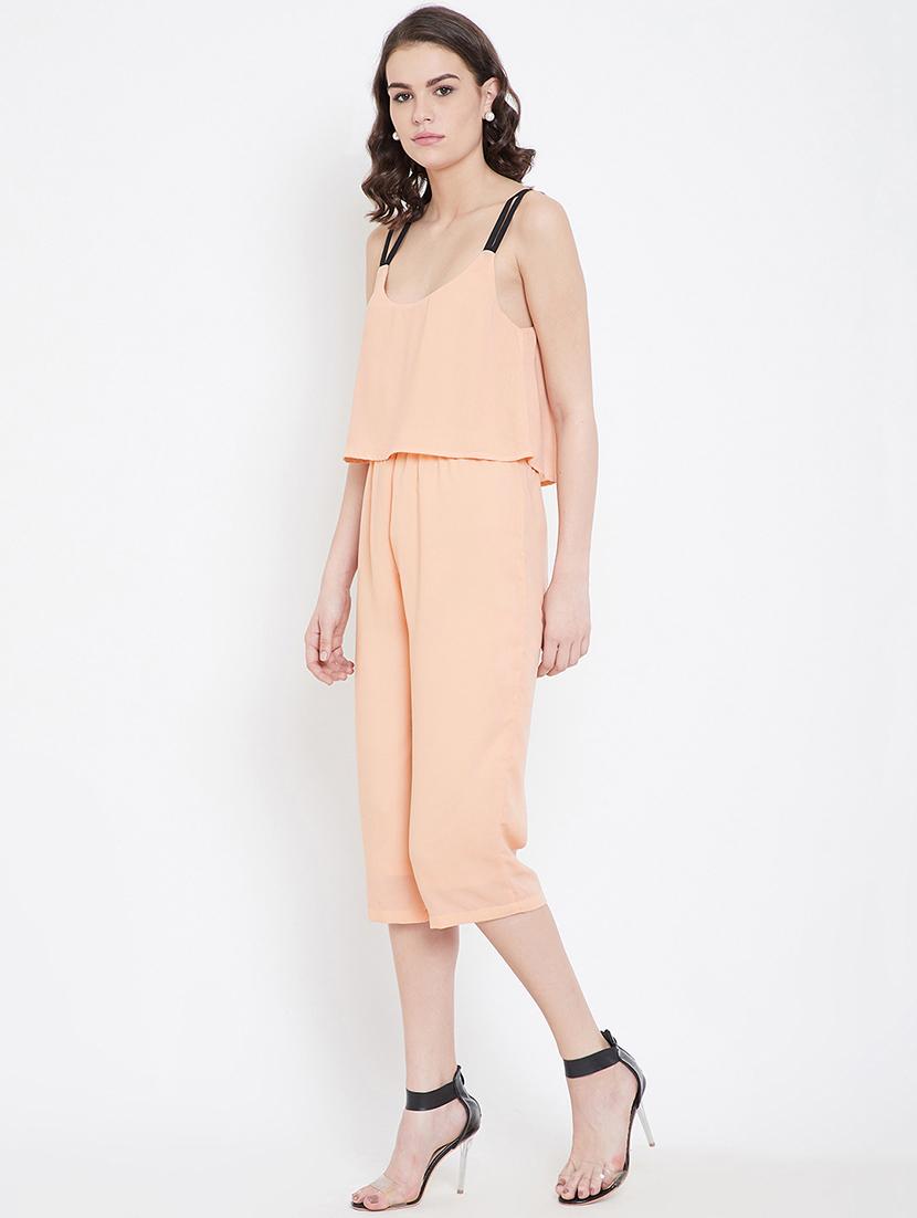 contrast shoulder strap layered jumpsuit - 16764190 - Zoom Image - 2