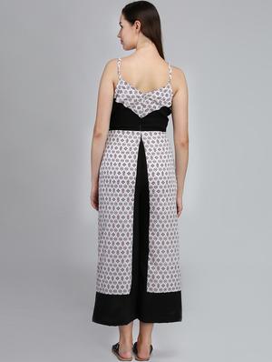 tie front contrast panel jumpsuit - 16764191 - Standard Image - 3