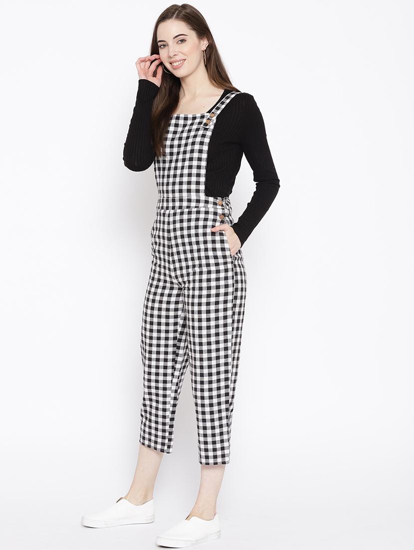 gingham checkered square neck dungaree - 16764192 - Zoom Image - 2