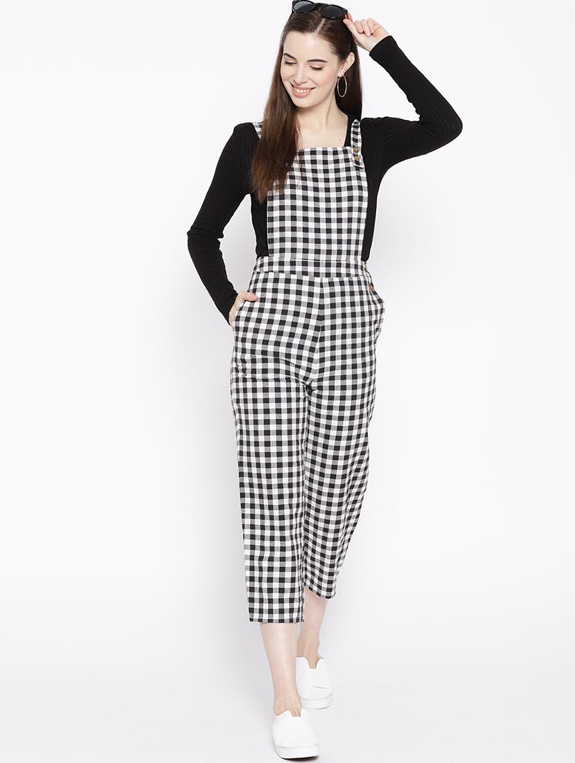 gingham checkered square neck dungaree - 16764192 - Zoom Image - 3