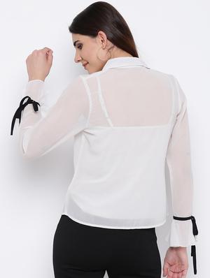 contrast tie knot detail shirt - 16764195 - Standard Image - 3