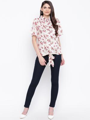 tie front floral shirt - 16764196 - Standard Image - 4