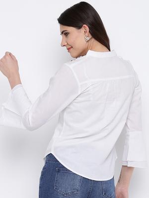 embroidered detail bell sleeved shirt - 16764199 - Standard Image - 3