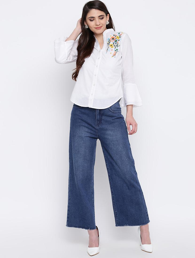 embroidered detail bell sleeved shirt - 16764199 - Zoom Image - 4
